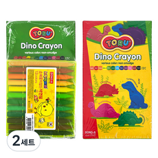 TORU Dino蠟筆12色 + 黃色小雞不沾手色鉛筆12色套組, 2套