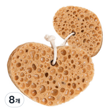 쓱싹 해면 목욕스펀지 하트, 베이지, 8개