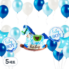 생일파티 회전목마 풍선장식세트, 베이비보이 블루오션, 5세트
