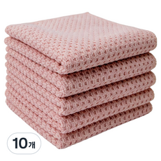 ROI Life 咖啡廳風格多用途廚房抹布 粉紅色包邊, 10個