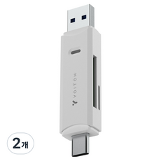 Yoitch 記憶體行車記錄器多功能二合一 Micro SD TF 卡讀卡機 Type-C / USB 型, 白色, 2個, YG-CRCA300