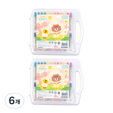 LINE FRIENDS 叢林熊大 蠟筆 白色, 24色, 6個