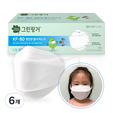 그린핑거 편안한 KF80 황사 마스크 소형, 30개입, 6개, 화이트