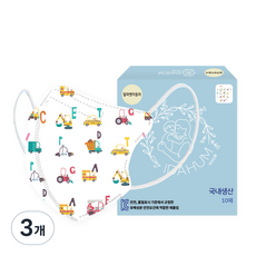 IDAHUM 새부리형 캐릭터 마스크 어린이용, 10매, 3개, 알파벳자동차