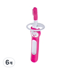 맘베이비 아기 이앓이 마사지 실리콘 칫솔, 핑크, 6개