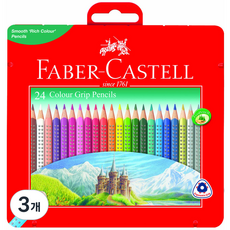 FABER-CASTELL 輝柏 油性GRIP彩色鉛筆 鐵盒裝, 24色, 3個