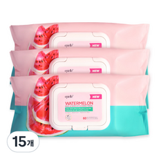 에피엘르 워터멜론 메이크업 리무버 클렌징 티슈 캡형, 60매입, 15개