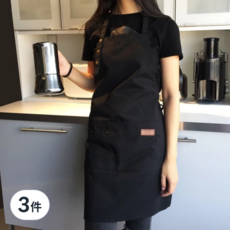 BOACUP 防潑水口袋圍裙, 黑色, 3件