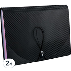 DOnG-A Pms 高級格紋封面彩虹索引A4文件夾, 13格 黑色, 2個