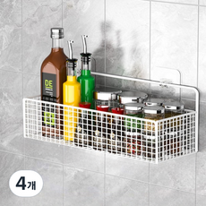 르벤라움 무타공 부착형 벽걸이 인테리어 1단 수납선반, 화이트, 4개