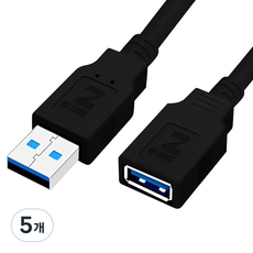 iN NETWORK VW-1 護套一體成型 USB3.0 延長線 黑色, 5個, 2m