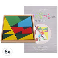 [우드엠코리아] 도형분할퍼즐 정사각형+교재, 혼합, 6개