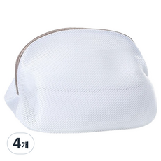 PDS리빙 다용도 볼륨형 이중메쉬 보호 세탁망 42 x 24 cm, 화이트 브라운라인, 4개