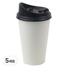 Inp 白色素面紙杯 380ml + 長型開關杯蓋組合, 5套