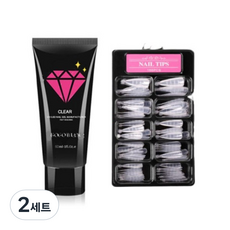 고고블랑 네일연장 폴리젤 60ml 세트, 폴리젤 클리어 + 연장팁 스틸레토 100p + 구성품 3종, 2세트