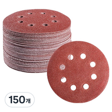 O-ON 圓形砂紙 打磨砂紙 8孔 80號 125mm, 150個