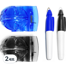 FISTOB 夾式高爾夫球線器 2個 + 高爾夫球標記筆 2支, 黑色 + 藍色, 2套