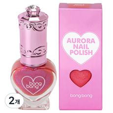 봉봉프렌즈 수성 반짝이 오로라 매니큐어, 오로라레드, 2개