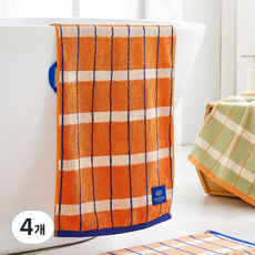 Modern House ETF 多格紋洗臉巾 40 x 80 cm 190g, 4個, 橘色