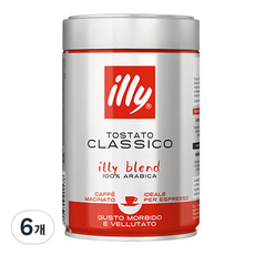 illy 意利 Classico摩卡研磨咖啡, 濃縮咖啡, 250g, 6個