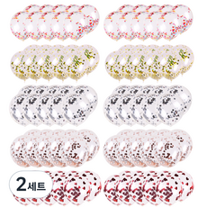 一套 5 個五彩紙屑圓形氣球 x 20p, 金箔金、金箔銀、玫瑰金、紅色、彩虹, 2組