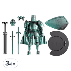 Keublank 中世紀騎士球體關節可動公仔 中世紀系列 含底座 中世紀時代公仔套組 復古綠 13 x 16 cm, 3套