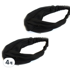 Block Mart 扭結洗臉髮帶, 黑色, 4個