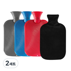 파쉬 양면빗살 핫팩 물주머니 2L 랜덤 발송 + 면스판커버 블랙, 2세트