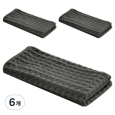 吸水力佳鬆餅格紋超細纖維廚房抹布 深灰色, 6個
