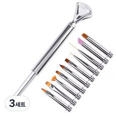 크리스탈 네일브러쉬 10종 세트, 실버, 3세트