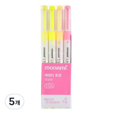monAmi Essenti Twin 雙頭螢光筆 4款套組, 燦爛陽光, 5套