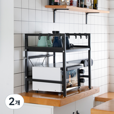 니디스 전자레인지 선반 랜지대, 블랙, 2개