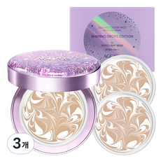 AGE20'S New Original Shining Drops Edition 粉底液遮瑕氣墊粉餅 紫色 12.5g 正裝 + 補充蕊2入組, 13號 White Light Beige, 3個