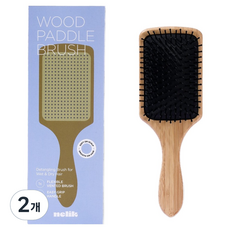 nelik 木質方形氣墊頭皮按摩梳, 2個, 棕色