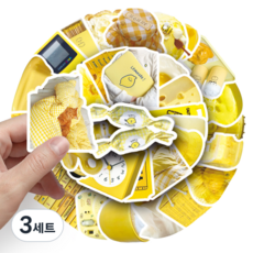 문곰상점 감성 다이어리 꾸미기 캐리어 스티커 50종 세트, 옐로우, 3세트