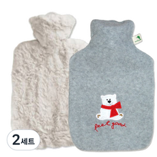 휴고프로쉬 보온 물주머니 핫팩 럭셔리 양털형 1.8L 화이트 + 클래식 휴양털필굿 1.8L, 2세트
