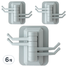 Judith 毛巾浴室牆面免打孔黏貼式旋轉掛鉤, 灰色, 6個
