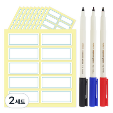 방수 냉장고 라벨지 100p 30 x 12mm + 유성 네임펜 3p, 혼합색상, 2세트