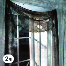 [萬聖節裝飾] 復古紗布窗簾裝飾 黑色, 2個