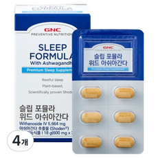 GNC 슬립 포뮬라 위드 아쉬아간다 30정, 4개, 18g