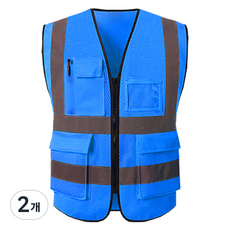 TIS 全網眼口袋型安全背心 工作服 藍色, 2件