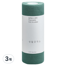 생활공작소 일회용 수세미, 딥그린, 60개입, 3개