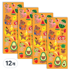 세컨드맨션 쥬시베어 리무버 씰스티커, 과일, 12개