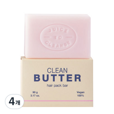 쥬스투클렌즈 클린버터 헤어팩 클렌징바, 90g, 4개
