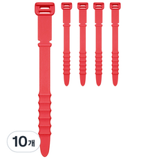 리나블루 실리콘 케이블정리 스트랩, 10개, 레드