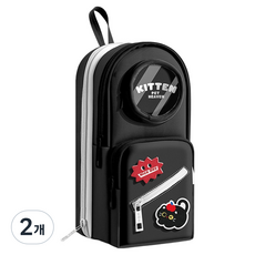 아트조이 대용량 다용도 멀티 칸칸이 분리수납 스탠딩 세로 필통, 블랫 캣, 2개