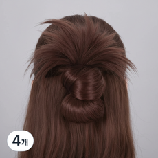 알럽홈 여성용 클립온 묶음머리 가발 15cm, 다크브라운, 4개