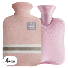 소울리치 세련된 보온 물주머니 커버 라이트 핑크 2L, 4세트