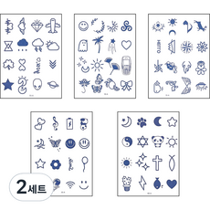 LOVISH Kitsch風可愛半永久漢娜刺青轉印貼紙 大容量5件組, 混合色, 2套