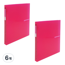 ECO Chungwoon 透明彩色迷你O型環活頁夾 3孔 A4, 粉紅色, 6個